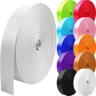 Grosun 25 Yards Nylon Webbing 1 inch 1.5 inch 2 inch Webbing Nylon Strap Backpack Straps Belt, 10 25 50 3.3 Yards Webbing (White, 2 inch)