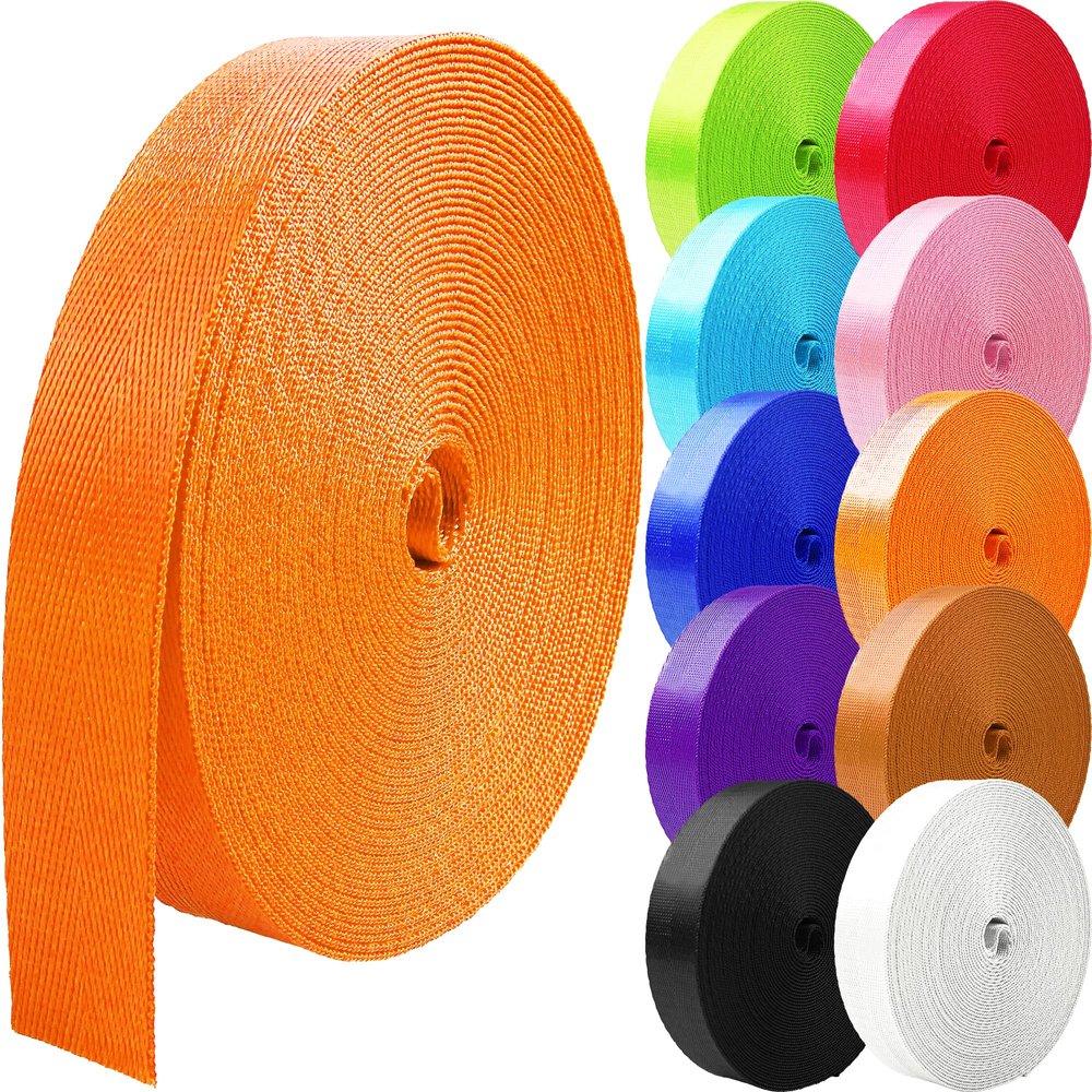 Grosun 25 Yards Nylon Webbing 1 inch 1.5 inch 2 inch Webbing Nylon Strap Backpack Straps Belt, 10 25 50 3.3 Yards Webbing (Orange, 2 inch)