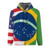 Brazil U.S. Friendship Flag Men's Fleece Hoodie Zippered Up Sweatshirts Thick Jacket Warm Winter Coat view 4