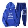 Binmer Custom Sweatsuit for Women Men Personalized Hoodies Sweatshirt +Sweatpant Design Your Own Tracksuit for Valentine Gift A-Blue view 1