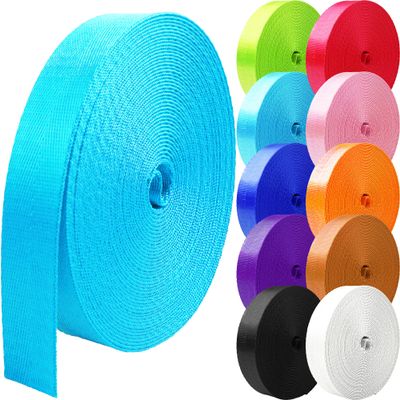 Grosun 50 Yards Nylon Webbing 1 inch 1.5 inch 2 inch Webbing Nylon Strap Backpack Straps Belt, 10 25 50 3.3 Yards Webbing (Blue, 1 inch)