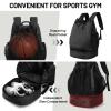 MIER Drawstring Basketball Backpack Soccer Bag with Shoe Compartment & Mesh Pocket Sports Gym String Backpack for Women Men, Lightweight Black view 2