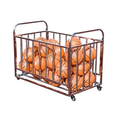 ENWINDXS Indoor Balls Display Stand Ball Storage Cage with Wheels, Large Capacity Ball Cart/Sports Equipment Organizer, for Garage School, Heavy Duty Stainless Steel Basketball Rack(120x90x80 cm)
