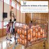 ENWINDXS Indoor Balls Display Stand Ball Storage Cage with Wheels, Large Capacity Ball Cart/Sports Equipment Organizer, for Garage School, Heavy Duty Stainless Steel Basketball Rack(120x90x80 cm) view 2
