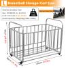ENWINDXS Indoor Balls Display Stand Ball Storage Cage with Wheels, Large Capacity Ball Cart/Sports Equipment Organizer, for Garage School, Heavy Duty Stainless Steel Basketball Rack(120x90x80 cm) view 3