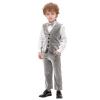 Meleg lels Boy Velvet Suit 2PC Suits Vest Pants Solid Slim Fit Formal Dresswear Outfit Suit for Toddler Kid Smoky Grey view 1