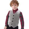 Meleg lels Boy Velvet Suit 2PC Suits Vest Pants Solid Slim Fit Formal Dresswear Outfit Suit for Toddler Kid Smoky Grey view 3