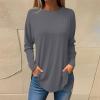 Prime Big Deal Days October 8-9 Crew Sweatshirt High Neck Long Sleeve Top Plus Size Blouses and Tops for Work Long Sleeve Tunics for Women Women's Tunics Work Blouse 2-Dark Gray 3X-Large view 2
