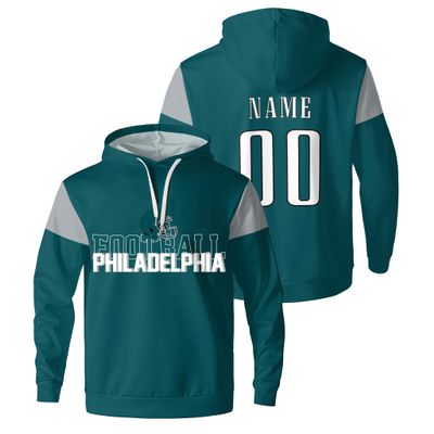 Kbuzevi Philadelphia Custom Hoodie Customized Name Number Football Sweatshirt Personalized Pullover Sport Hoodies for Men Women Kids