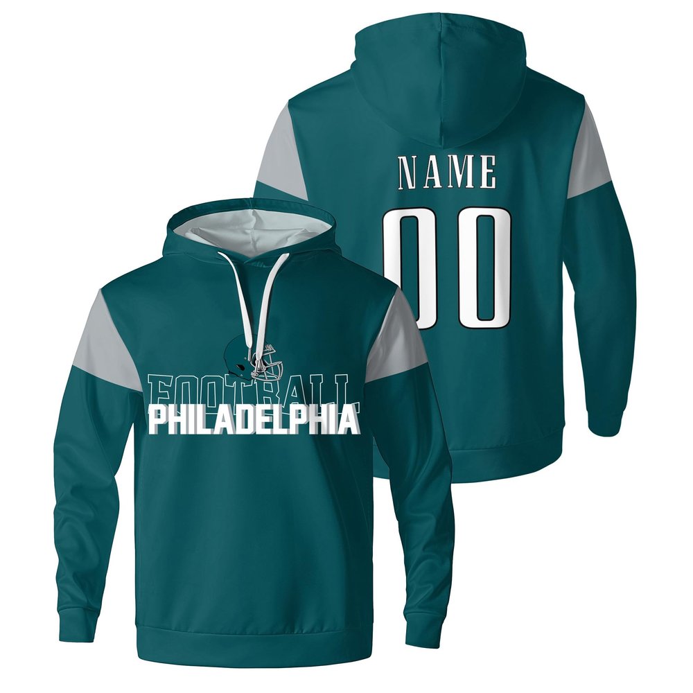 Kbuzevi Philadelphia Custom Hoodie Customized Name Number Football Sweatshirt Personalized Pullover Sport Hoodies for Men Women Kids