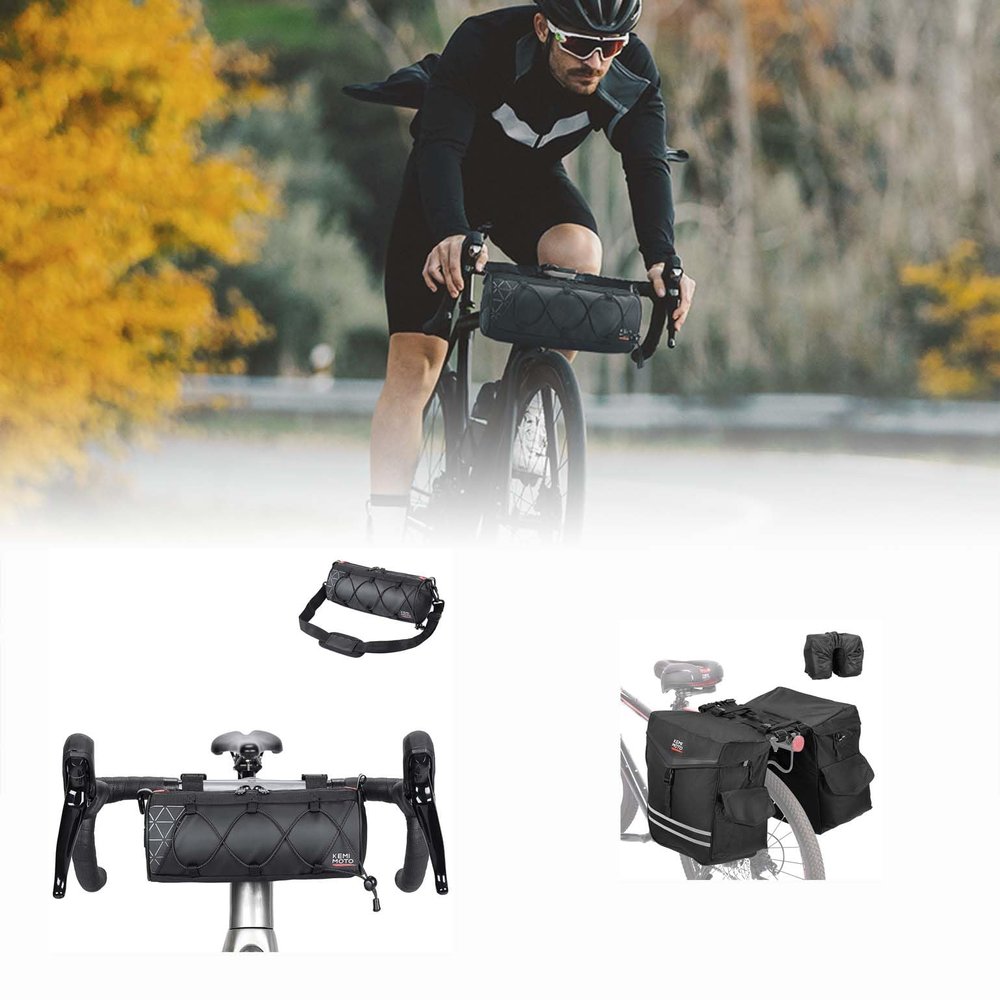 KEMIMOTO Product Image Bike Panniers Bag 40L Bike Panniers for Rear Rack, Bike Handlebar Bag with Rain Cover Front Bike Bag for Bicycles - Dual Waterproof Zippers for Mountain Road Bike