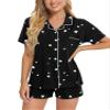SWOMOG Womens Button Down Pajamas Set Short Sleeve Sleepwear Bride Soft Pj Lounge Sets XS-3XL Black Star Medium view 2