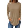Prime Big Deal Days October 8-9 Tunic Sweatshirt Womens Long Sleeve Shirts Casual Fall Teacher Shirt Womens Plus Size Long Sleeve T Shirts Fall Trends Women 2024 Basic Tops for Woman 2-Khaki X-Large view 1