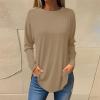 Prime Big Deal Days October 8-9 Tunic Sweatshirt Womens Long Sleeve Shirts Casual Fall Teacher Shirt Womens Plus Size Long Sleeve T Shirts Fall Trends Women 2024 Basic Tops for Woman 2-Khaki X-Large view 2