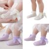 PTILSERY Ribbon Bowknot Baby Socks for 0-2Age Newborn Socks Elegant Antislip Socks Cotton Ankle Socks for Infant Girls view 2