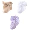 PTILSERY Ribbon Bowknot Baby Socks for 0-2Age Newborn Socks Elegant Antislip Socks Cotton Ankle Socks for Infant Girls view 4