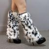 BWGHBH Women's Furry Leg Warmers Faux Fur Girl's Boot Covers Winter Warm Leg Cuffs For Party Christmas Costume Leopard 01 20cm view 3