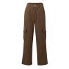Y2K Cargo Pants Women Trendy High Waisted Parachute Pants Straight Drawstring Casual Pants with Pockets(1A-Brown, M) view 2