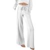 Wide Leg Sweatpants for Women Baggy Comfy Athletic Pants Casual Drawstring High Waisted Track Pants with Pockets(White, XL) view 3