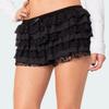 Adoeren Women Lolita Bloomers Cute Ruffle Layered Lace Pumpkin Shorts Sexy Micro Bottoms Y2k Booty Boy Shorts Maid Pettipants(Dear Black,L) view 4