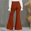 Womens Classy High Waist Double Breasted Flared Sailor Trousers Pants with Hide Zipper Tummy Button Wide Leg Pant(Brown, S) view 2