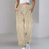 Plus Size Joggers Pants for Women Soft Lounge Sweatpants Casual Loose Comfy Pajama Drawstring Pant with Pocket(1C-Beige, L) view 3