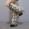 BWGHBH Women's Furry Leg Warmers Faux Fur Girl's Boot Covers Winter Warm Leg Cuffs For Party Christmas Costume Leopard 02 40cm view 2