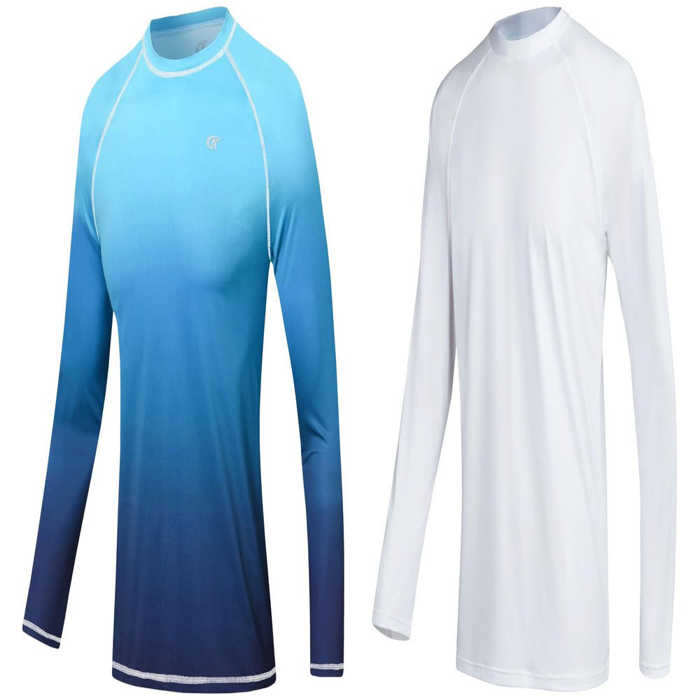 (Size: L) 2 Pack Men's Swim Shirts Rashguard UPF 50+ UV Sun Protection Shirt Athletic Workout Running Hiking T-Shirt Swimwear