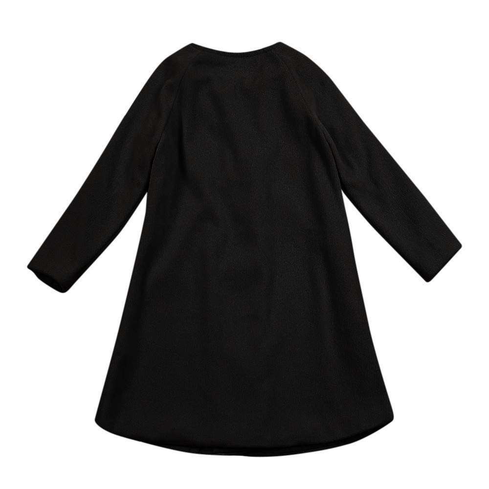 Toddler Baby Cloak Button Down Outwear Infant Girls Solid Color Coat Jacket Casual Autumn Winter Warm (Black, 6 Months)