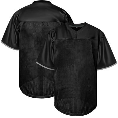Atonmore Men Blank Plain Football Jersey, Adult Hip Hop Hipster Short Sleeve Mesh Pullover Shirts,Custom Sports Uniforms for Party(TXZ-Black,3X-Large)