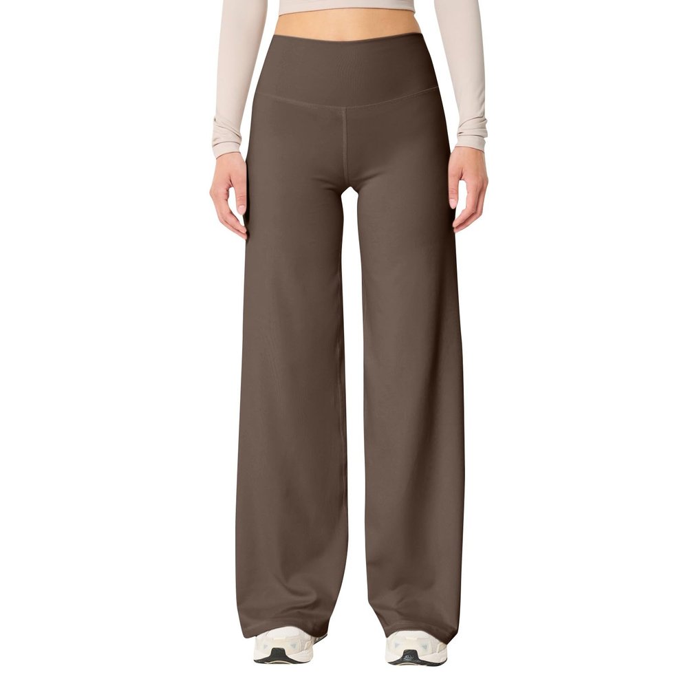 Wide Leg Pants for Women Stretch Flare Yoga Pants Comfy High Waisted Tummy Control Bootcut Leggings Athletic Pants(Coffee, XL)
