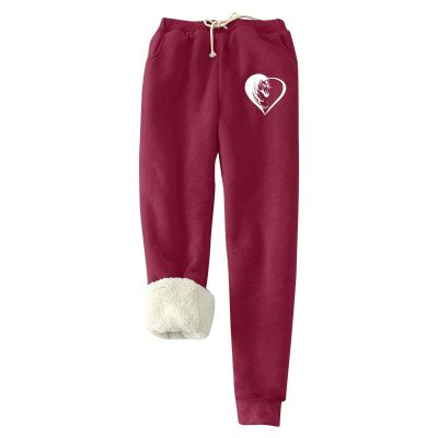 Womens Fleece Sweatpants Sherpa Lined Winter Warm Athletic Jogger Pants Plush Cozy Thermal Leggings with Pockets(1A-Red, S)