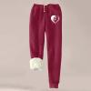 Womens Fleece Sweatpants Sherpa Lined Winter Warm Athletic Jogger Pants Plush Cozy Thermal Leggings with Pockets(1A-Red, S) view 2