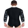 Sinleey Men's One Piece Dance Shirt Salsa Rumba Tango Latin Dance Bodysuit Tuxedo Leotard with Bowtie Black Large view 2
