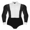 Sinleey Men's One Piece Dance Shirt Salsa Rumba Tango Latin Dance Bodysuit Tuxedo Leotard with Bowtie Black Large view 3