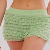 Adoeren Women Lolita Bloomers Cute Ruffle Layered Lace Pumpkin Shorts Sexy Micro Bottoms Y2k Booty Boy Shorts Maid Pettipants(Mini Green,M) view 2