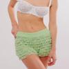 Adoeren Women Lolita Bloomers Cute Ruffle Layered Lace Pumpkin Shorts Sexy Micro Bottoms Y2k Booty Boy Shorts Maid Pettipants(Mini Green,M) view 3