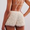 Adoeren Women Lolita Bloomers Cute Ruffle Layered Lace Pumpkin Shorts Sexy Micro Bottoms Y2k Booty Boy Shorts Maid Pettipants(Mini Beige,L) view 4