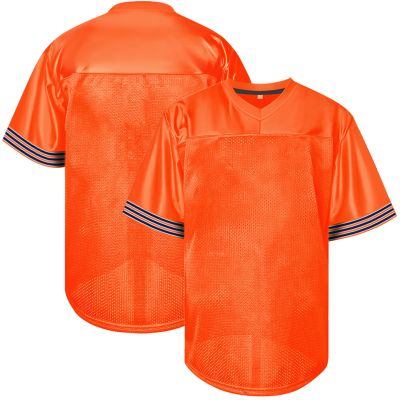 Atonmore Men Blank Plain Football Jersey, Adult Hip Hop Hipster Short Sleeve Mesh Pullover Shirts,Custom Sports Uniforms for Party(Orange,Medium)