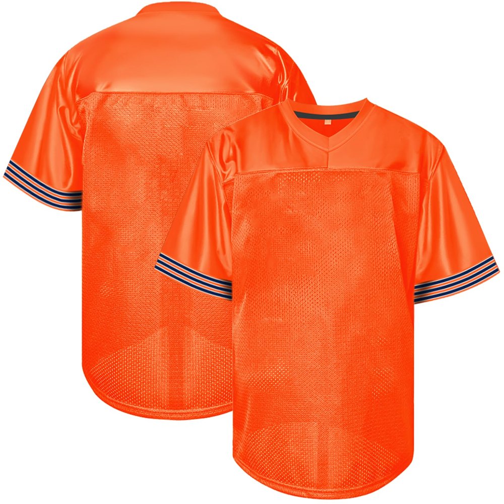 Atonmore Men Blank Plain Football Jersey, Adult Hip Hop Hipster Short Sleeve Mesh Pullover Shirts,Custom Sports Uniforms for Party(Orange,Medium)