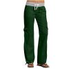 Cargo Pants Women with Flap Pockets High Waisted Side Tie Hem Straight Leg Drawstring Hiking Pants for Travel Joggers(1B-AG, L) view 1