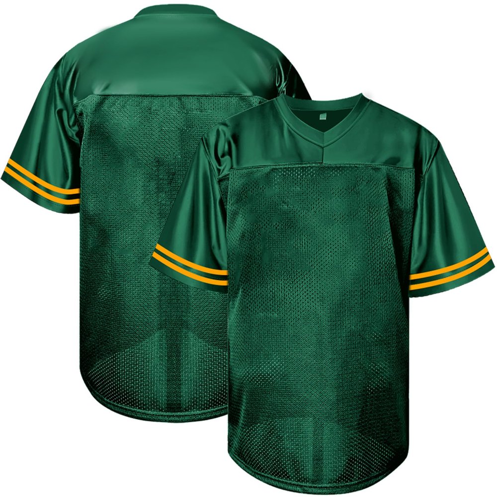 Atonmore Men Blank Plain Football Jersey, Adult Hip Hop Hipster Short Sleeve Mesh Pullover Shirts,Custom Sports Uniforms for Party(Green,Large)