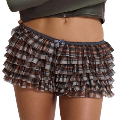 Adoeren Women Lolita Bloomers Cute Ruffle Layered Lace Pumpkin Shorts Sexy Micro Bottoms Y2k Booty Boy Shorts Maid Pettipants(Plaid Coffee,L)