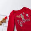 Infant Baby Christmas Romper Set Newborn Girls Tops+Skirt+Bow Knot Headband Suit Cute Toddler Kids (Red, 0-3 Months) view 2