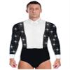 Sinleey Men's One Piece Dance Shirt Salsa Rumba Tango Latin Dance Bodysuit Tuxedo Leotard with Bowtie Black Medium view 1