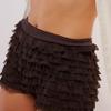 Adoeren Women Lolita Bloomers Cute Ruffle Layered Lace Pumpkin Shorts Sexy Micro Bottoms Y2k Booty Boy Shorts Maid Pettipants(Mini Chocolate,L) view 3