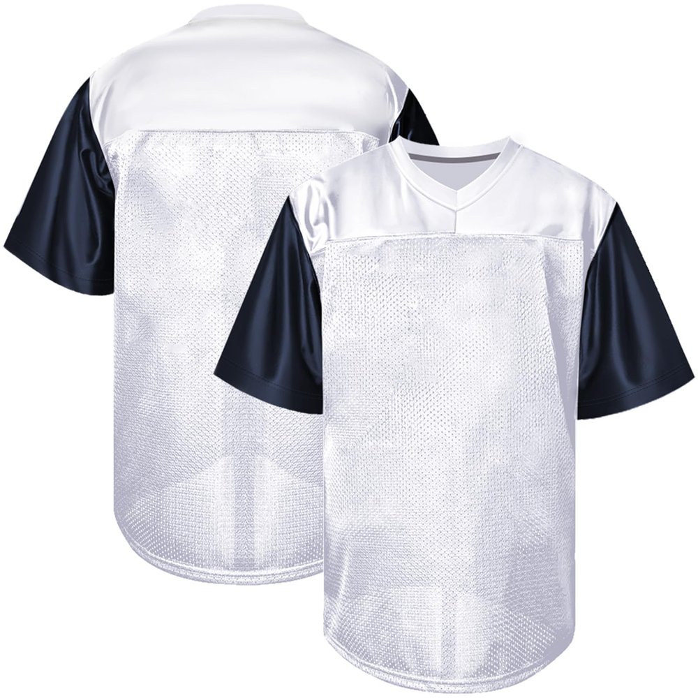 Atonmore Men Blank Plain Football Jersey, Adult Hip Hop Hipster Short Sleeve Mesh Pullover Shirts,Custom Sports Uniforms for Party(NZ-White,Medium)