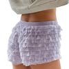 Adoeren Women Lolita Bloomers Cute Ruffle Layered Lace Pumpkin Shorts Sexy Micro Bottoms Y2k Booty Boy Shorts Maid Pettipants(Micro Purple,M) view 2