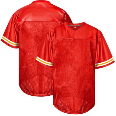 Atonmore Men Blank Plain Football Jersey, Adult Hip Hop Hipster Short Sleeve Mesh Pullover Shirts,Custom Sports Uniforms for Party(Red,Medium)