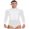 Sinleey Men's One Piece Dance Shirt Salsa Rumba Tango Latin Dance Bodysuit Tuxedo Leotard with Bowtie White Large view 1